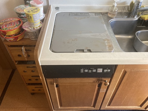 東芝製トップオープン食洗機の撤去工事　松下電工ナイスキッチン
